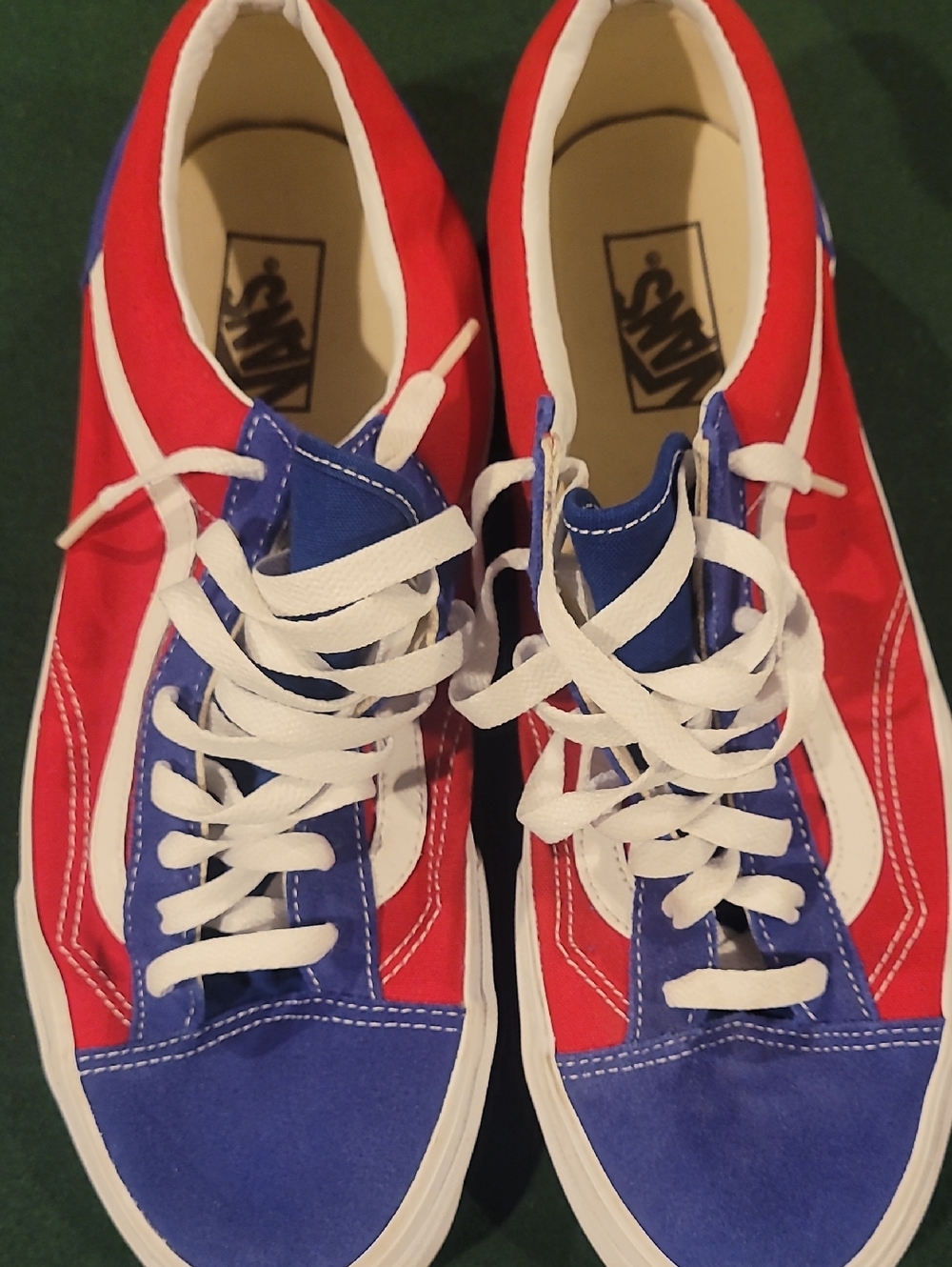 Vans Red and Blue Low-Top Skate Shoes- Vans Old Skool (red/blue colorway)